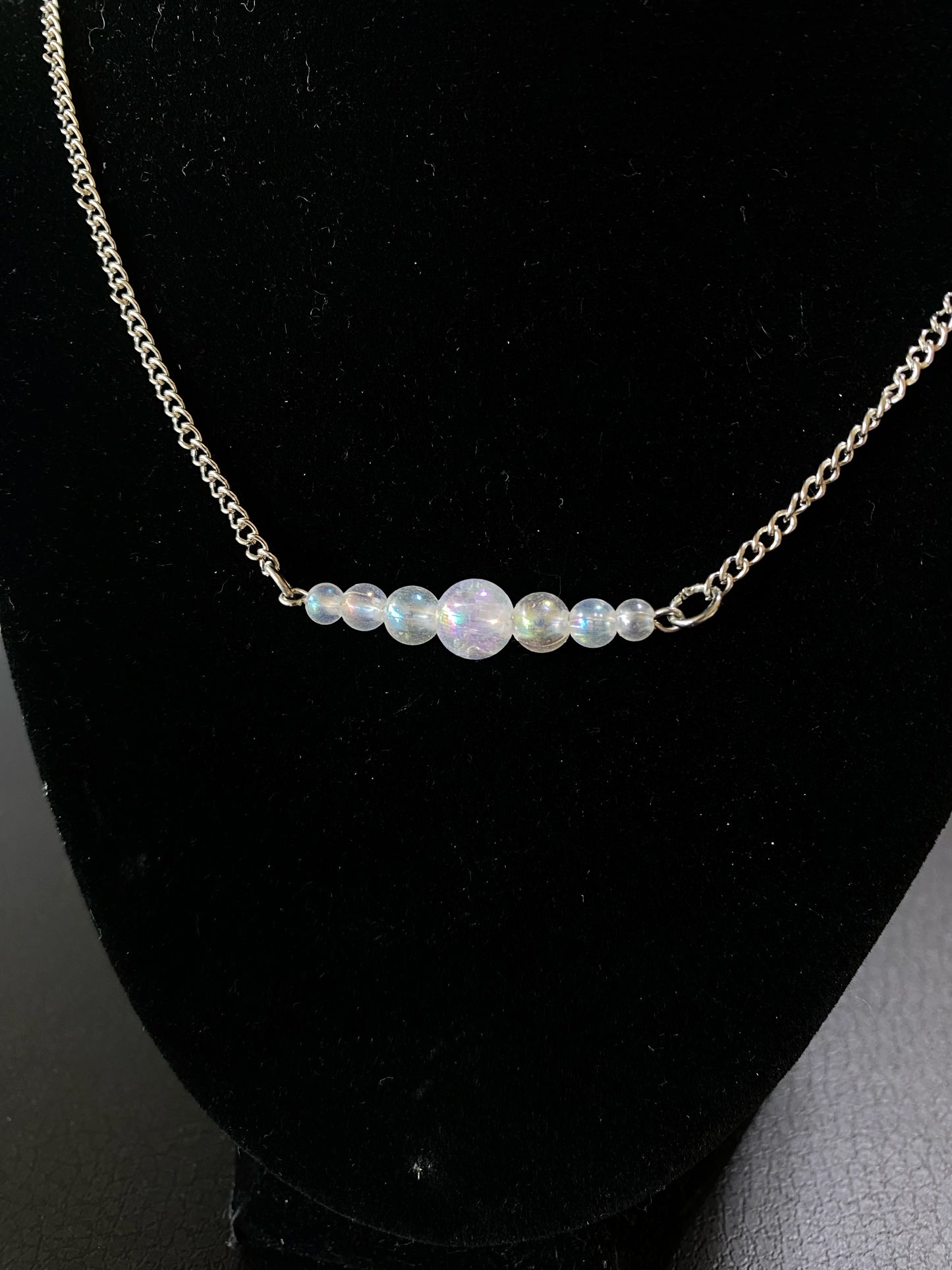 Iridescent Bead Bar Necklace