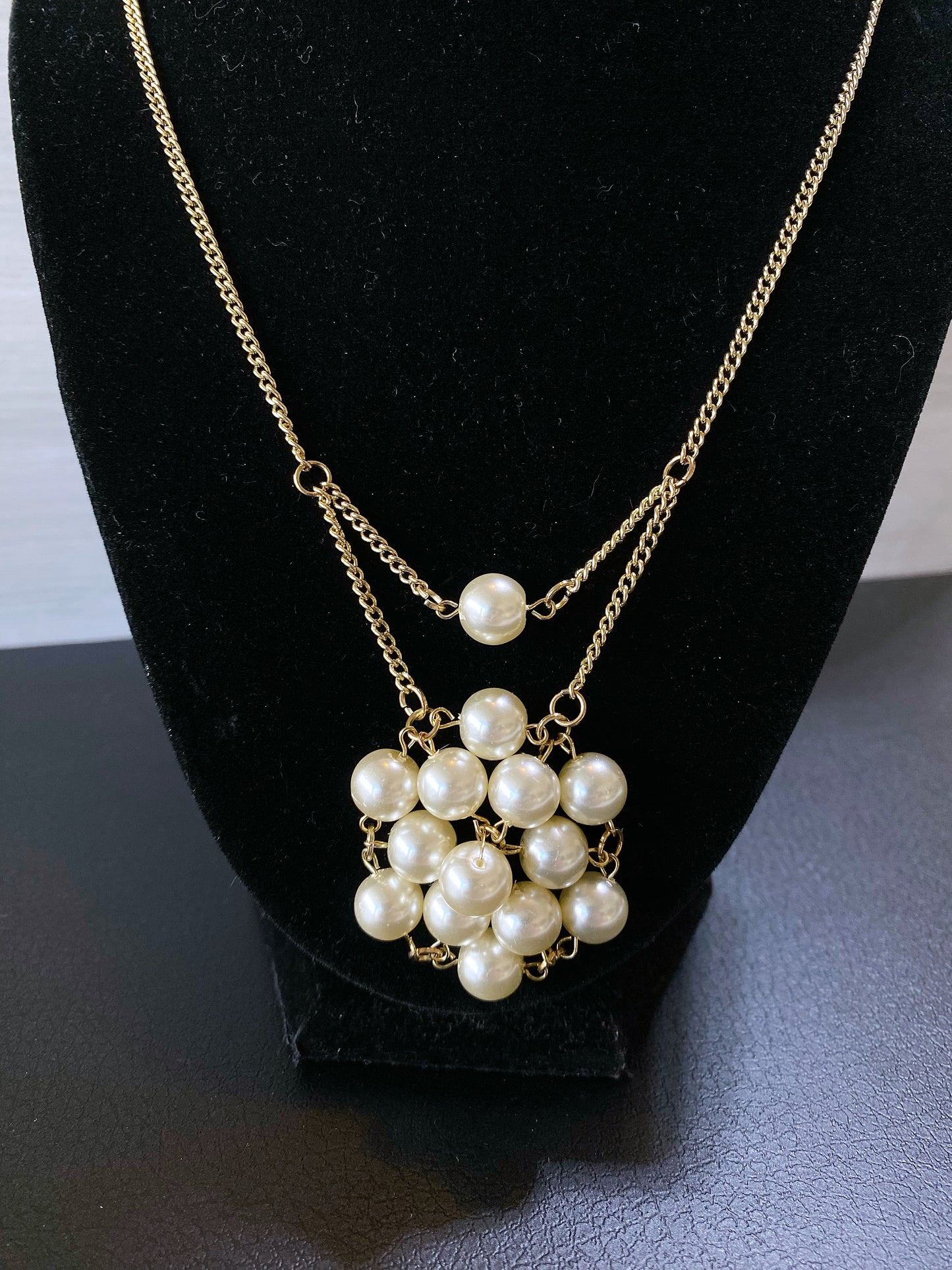 Gold Pearl Snowflake Necklace