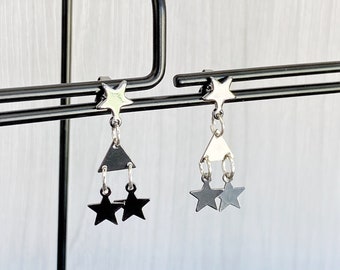 Gunmetal Star Stud Earrings