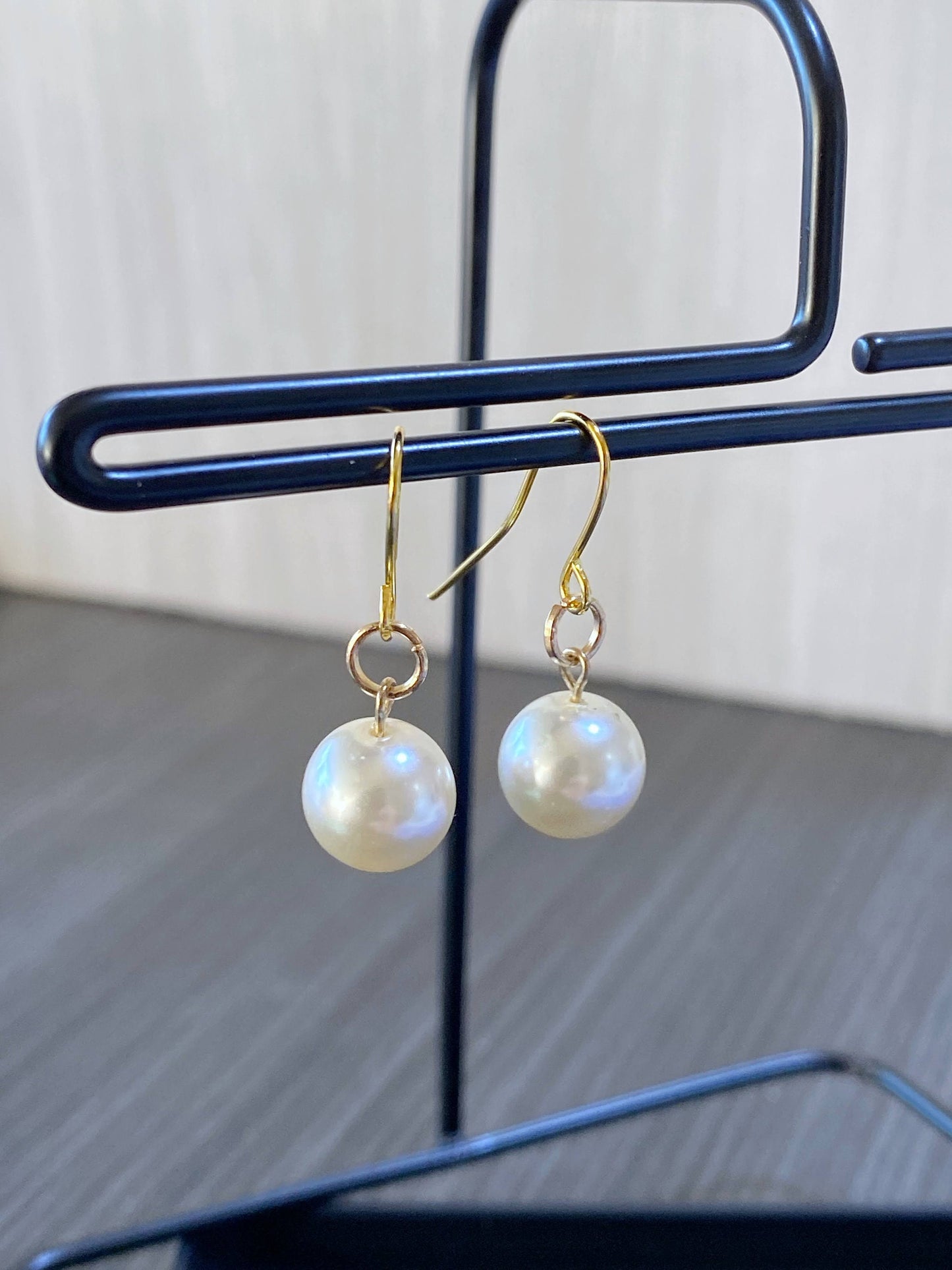 Gold Reclaimed Glass Faux-Pearl Earrings