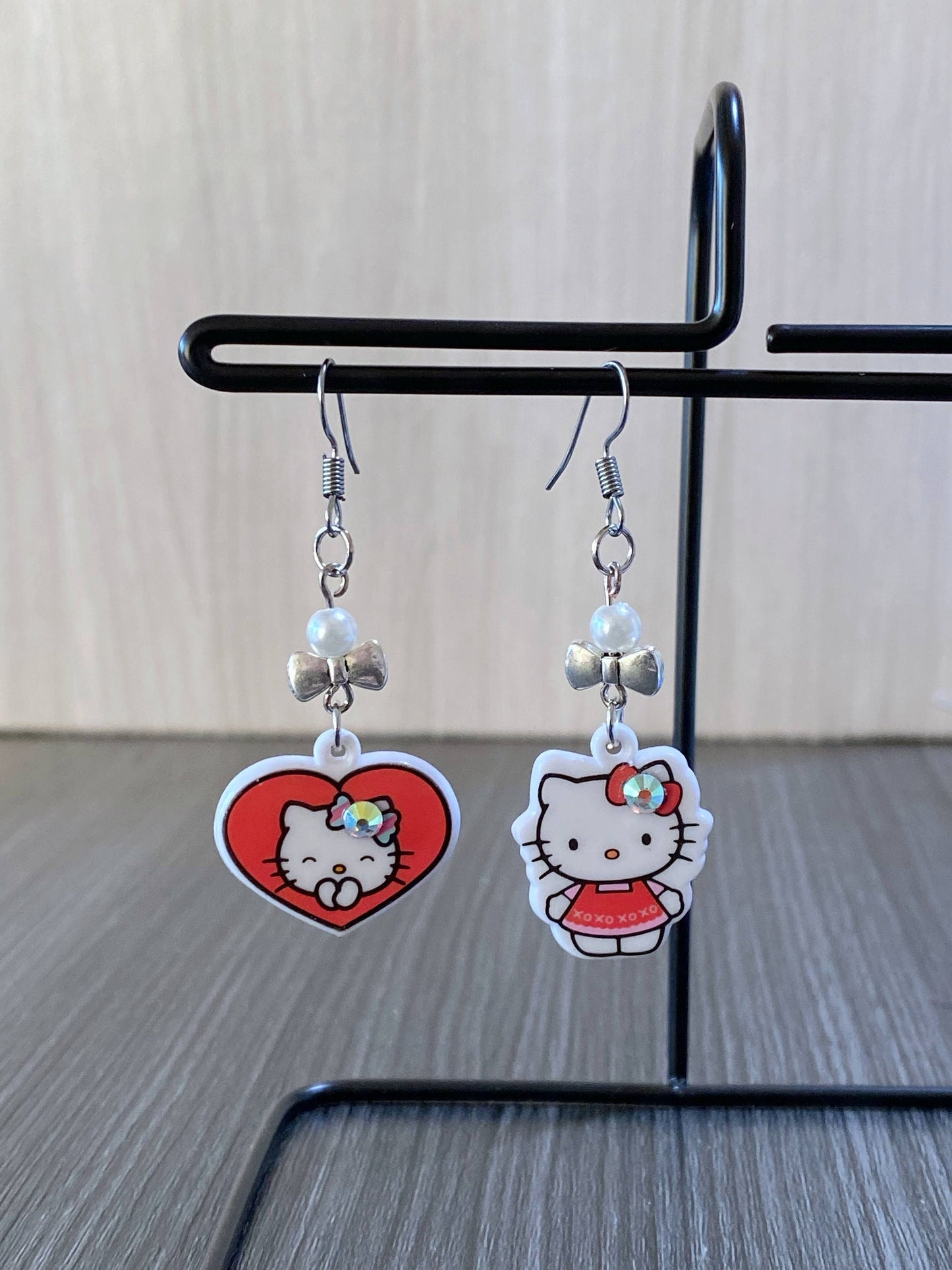 Mismatched Hello Kitty Sanrio Silver Dangle Earrings