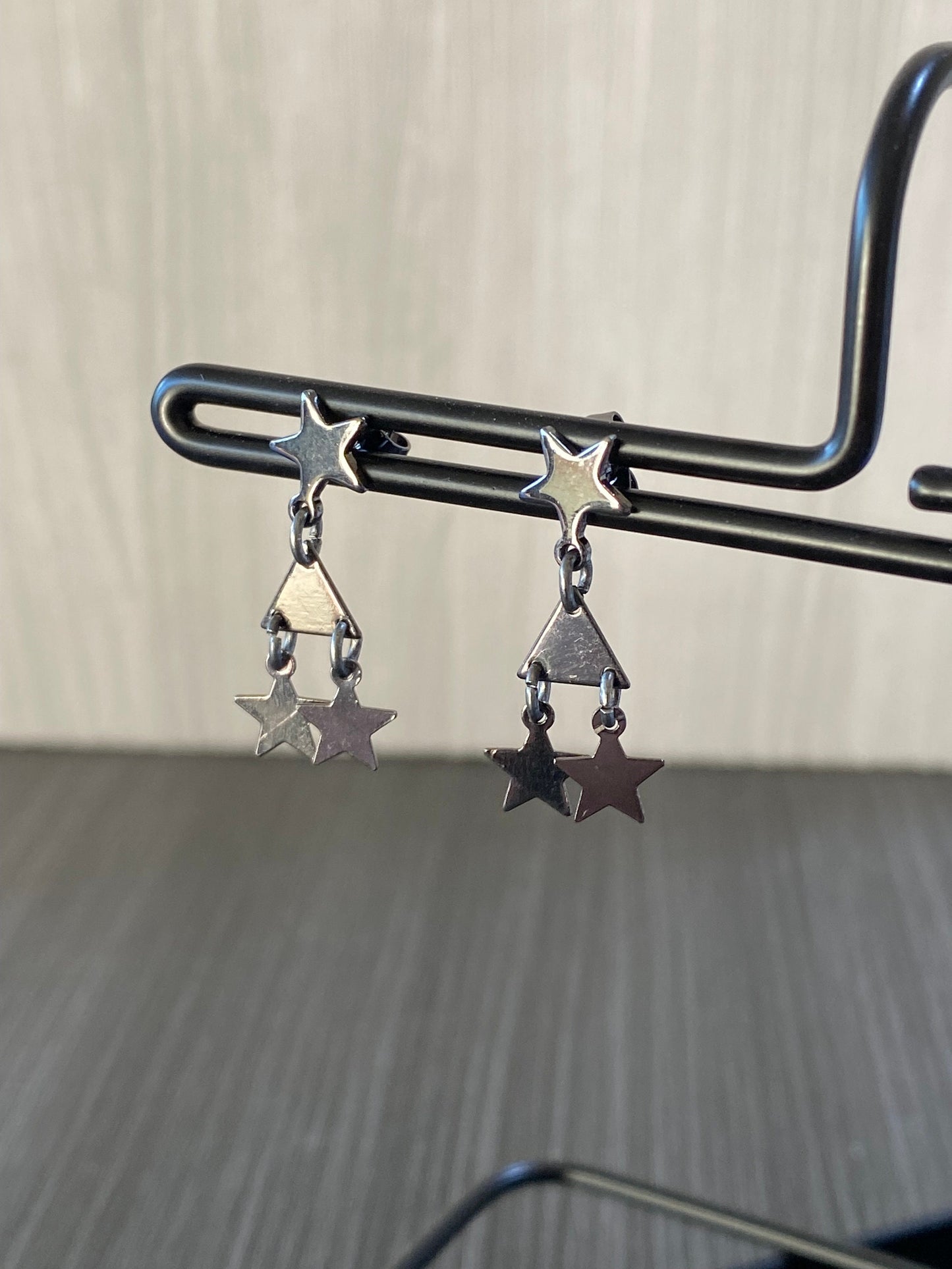 Gunmetal Star Stud Earrings