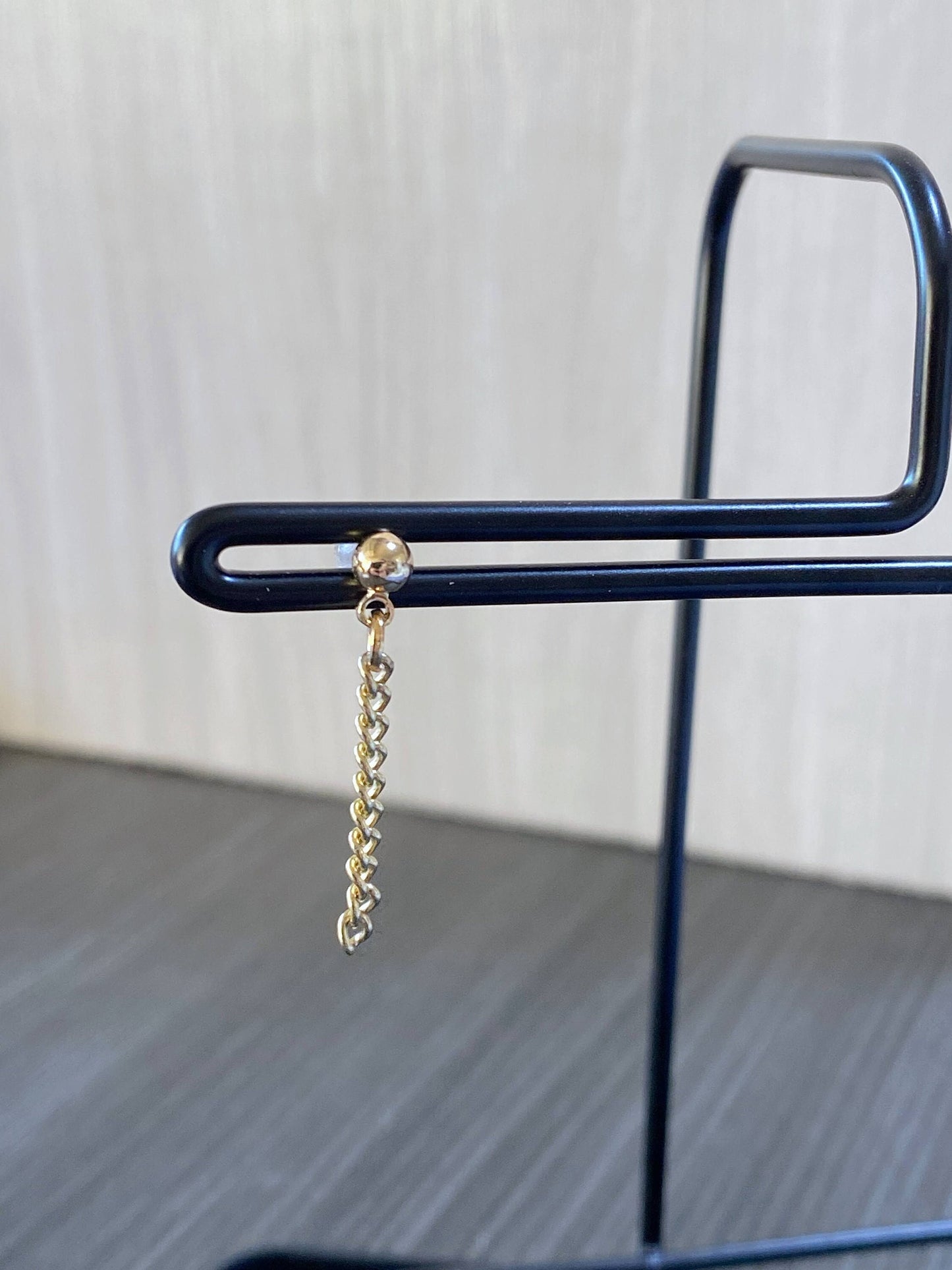 Single Chain Dangle Post Earring - Gold Plated Post