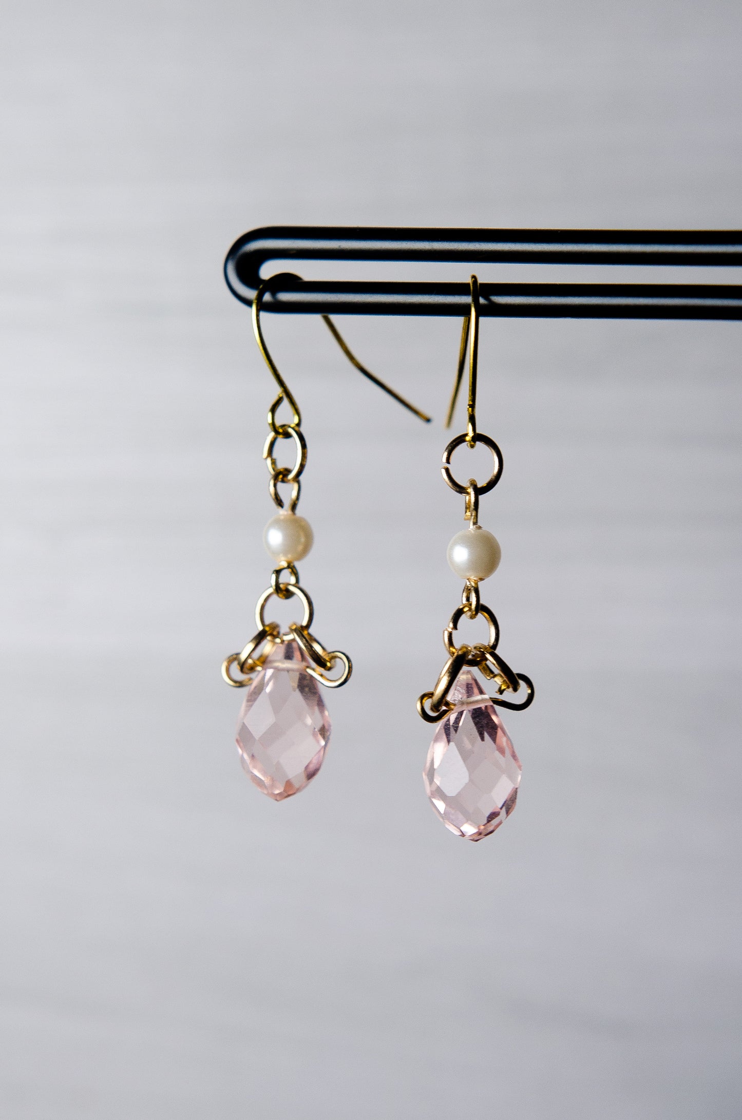 Reclaimed Pink Pearl Drop Earrings