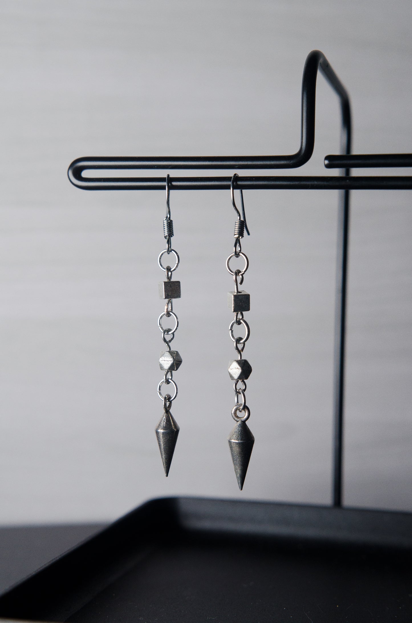 Reclaimed Silver Drop Spike Earrings